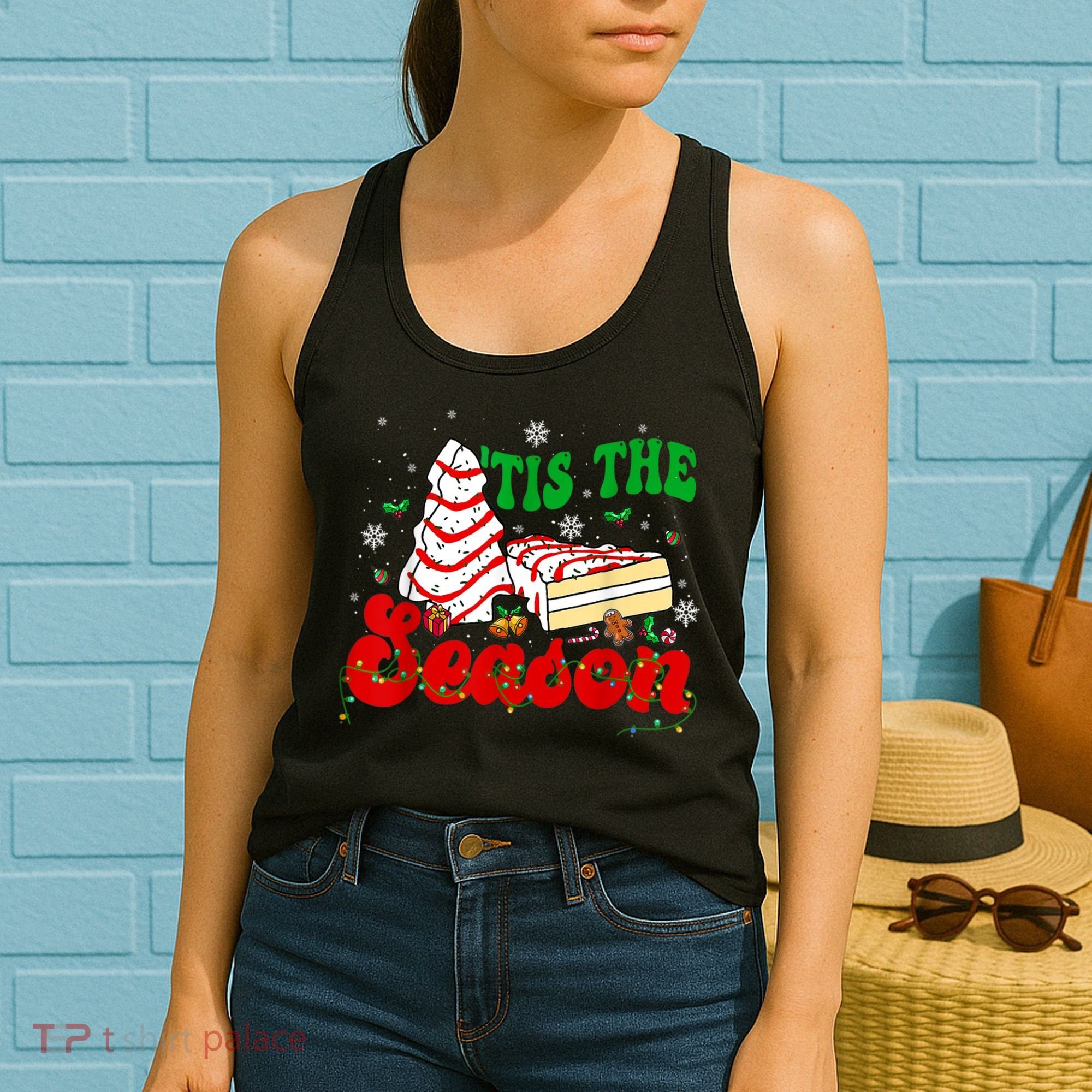 Little Tis' The Season Christmas Tree Cakes Debbie Groovy Women's Tank Top