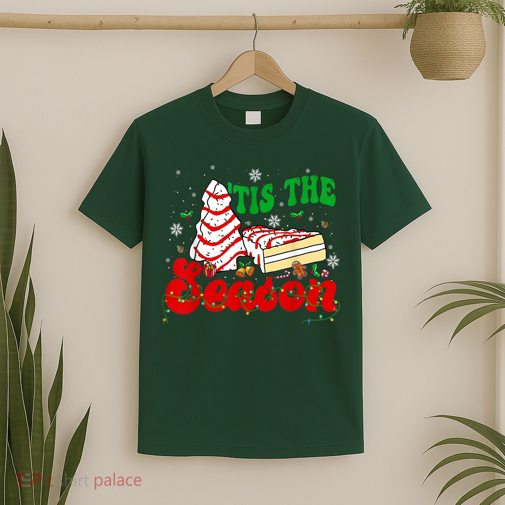 Little Tis' The Season Christmas Tree Cakes Debbie Groovy T-Shirt