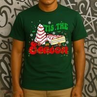 Little Tis' The Season Christmas Tree Cakes Debbie Groovy T-Shirt thumb 3