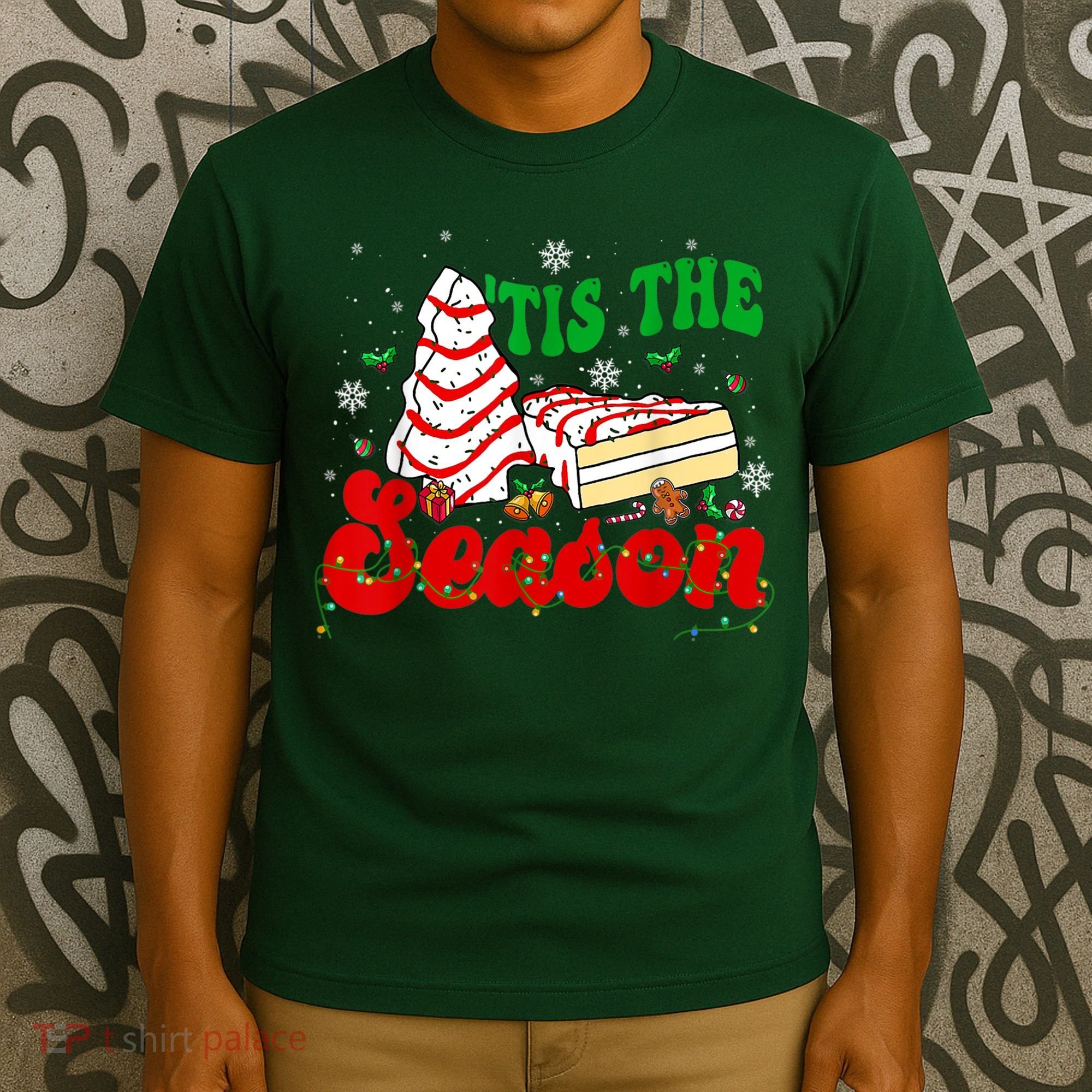 Little Tis' The Season Christmas Tree Cakes Debbie Groovy T-Shirt
