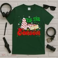 Little Tis' The Season Christmas Tree Cakes Debbie Groovy T-Shirt thumb 5