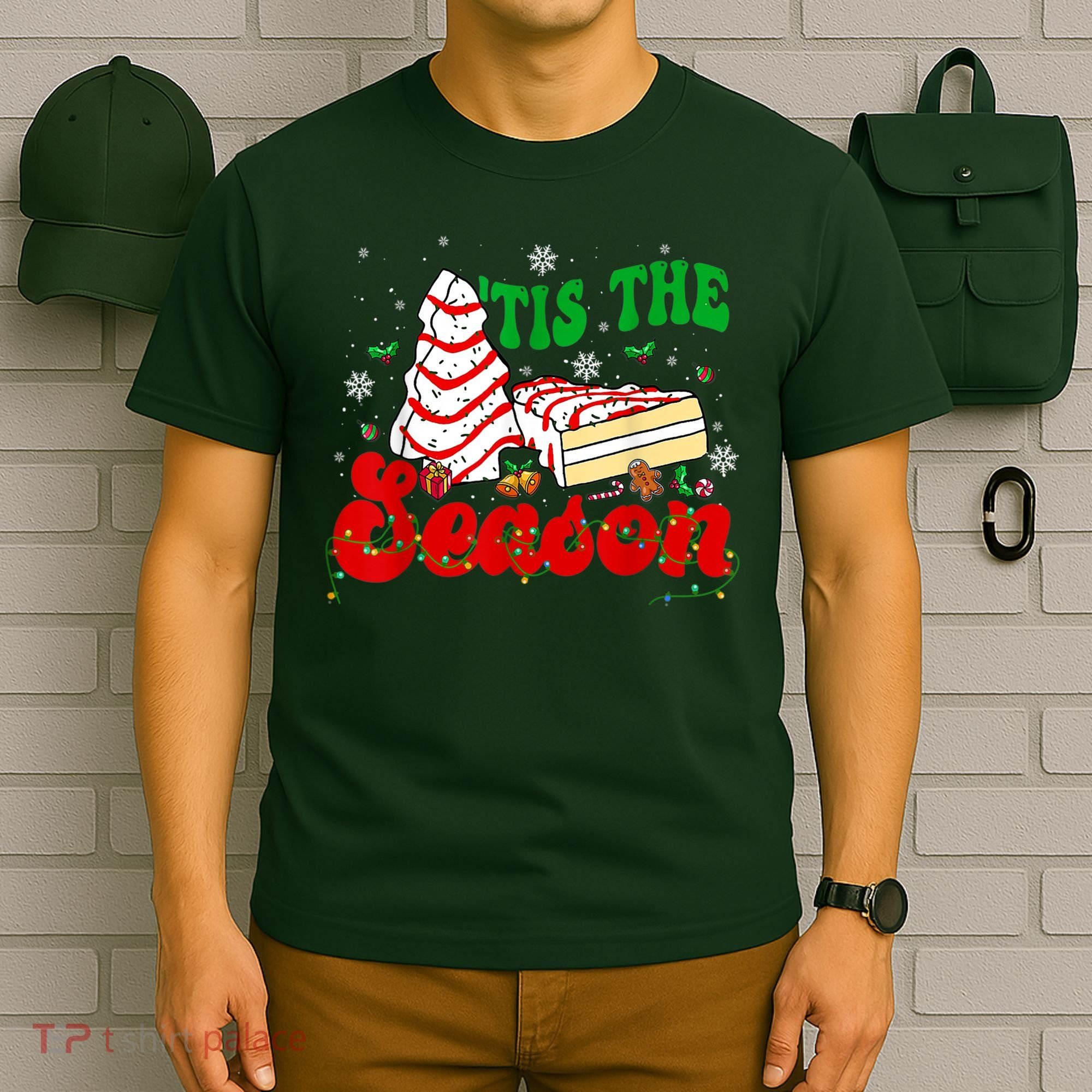 Little Tis' The Season Christmas Tree Cakes Debbie Groovy T-Shirt