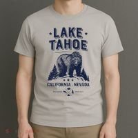 Lake Tahoe Tees California Nevada Vintage Bear Gift T-Shirt thumb 3