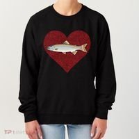Lake Trout Valentines Day Fish Love Fingerprint Cool Gift Women's Sweatshirt thumb 0