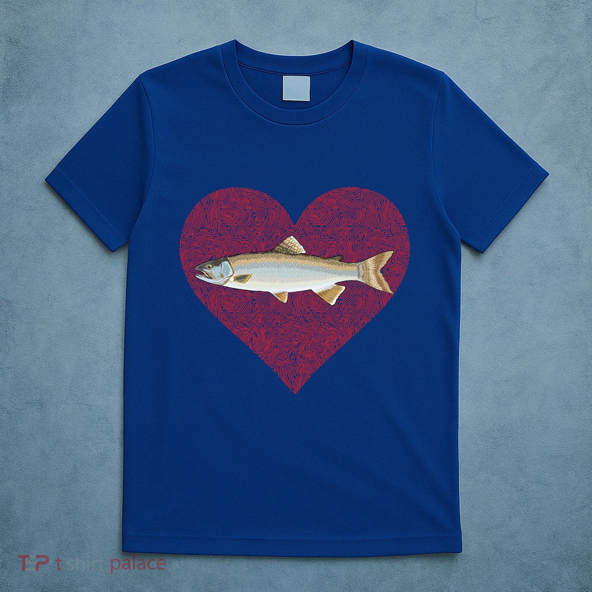 Lake Trout Valentines Day Fish Love Fingerprint Cool Gift T-Shirt