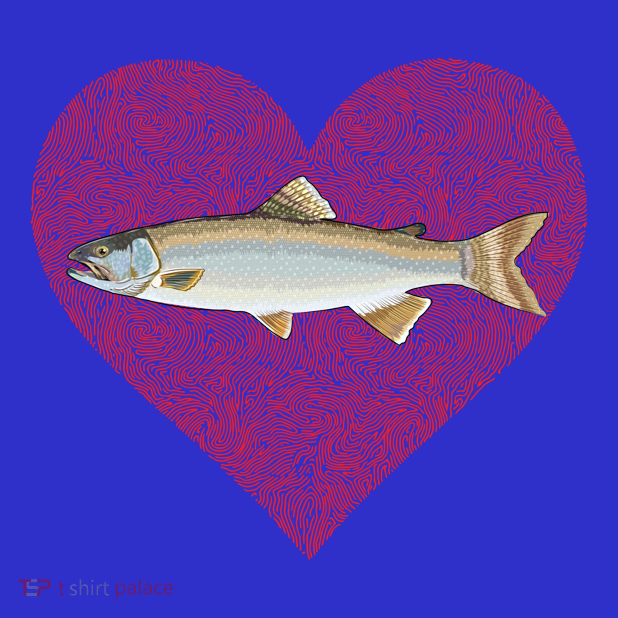 Lake Trout Valentines Day Fish Love Fingerprint Cool Gift T-Shirt