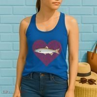 Lake Trout Valentines Day Fish Love Fingerprint Cool Gift Women's Tank Top thumb 2