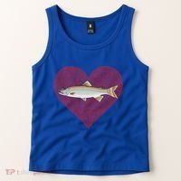 Lake Trout Valentines Day Fish Love Fingerprint Cool Gift Tank Top thumb 2