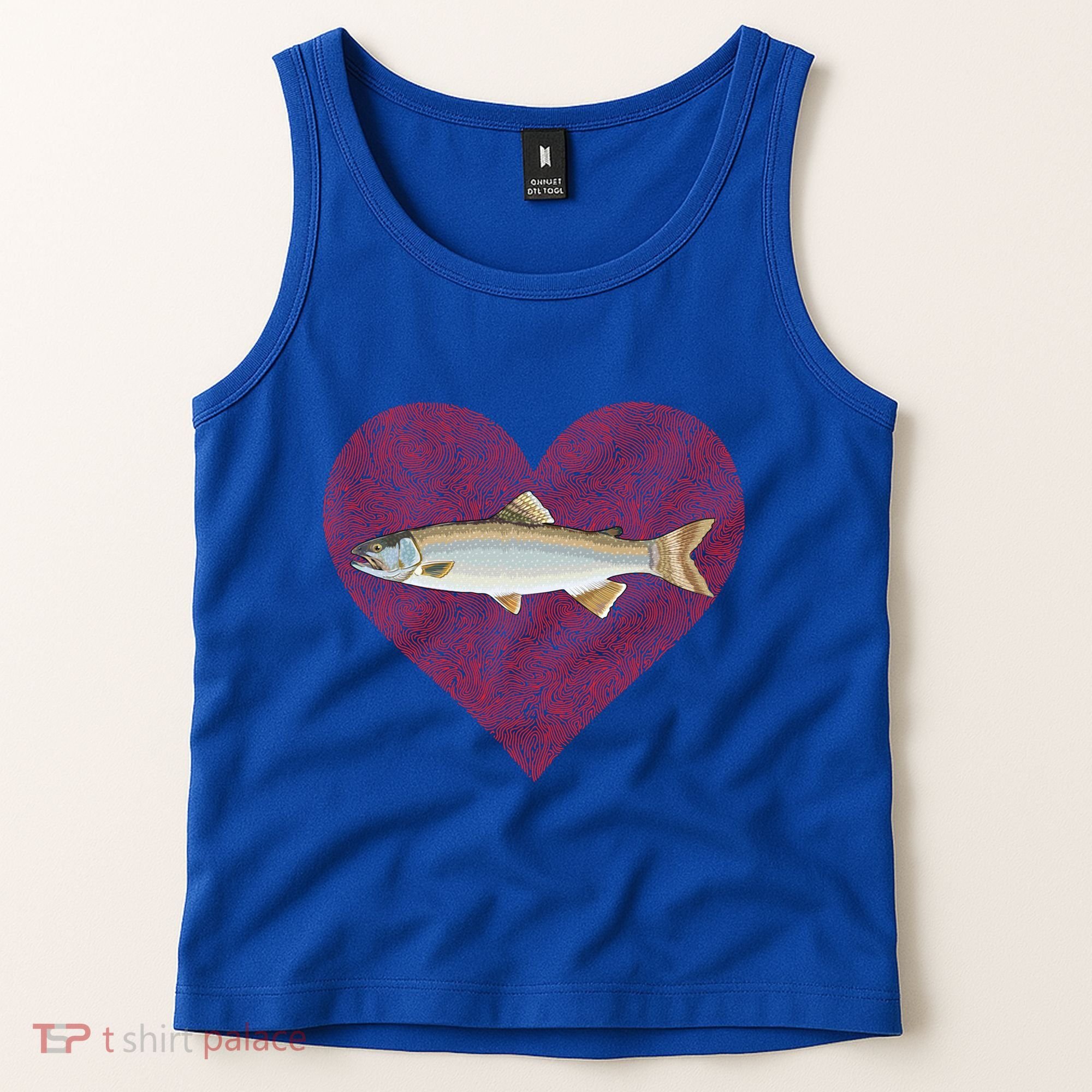 Lake Trout Valentines Day Fish Love Fingerprint Cool Gift Tank Top