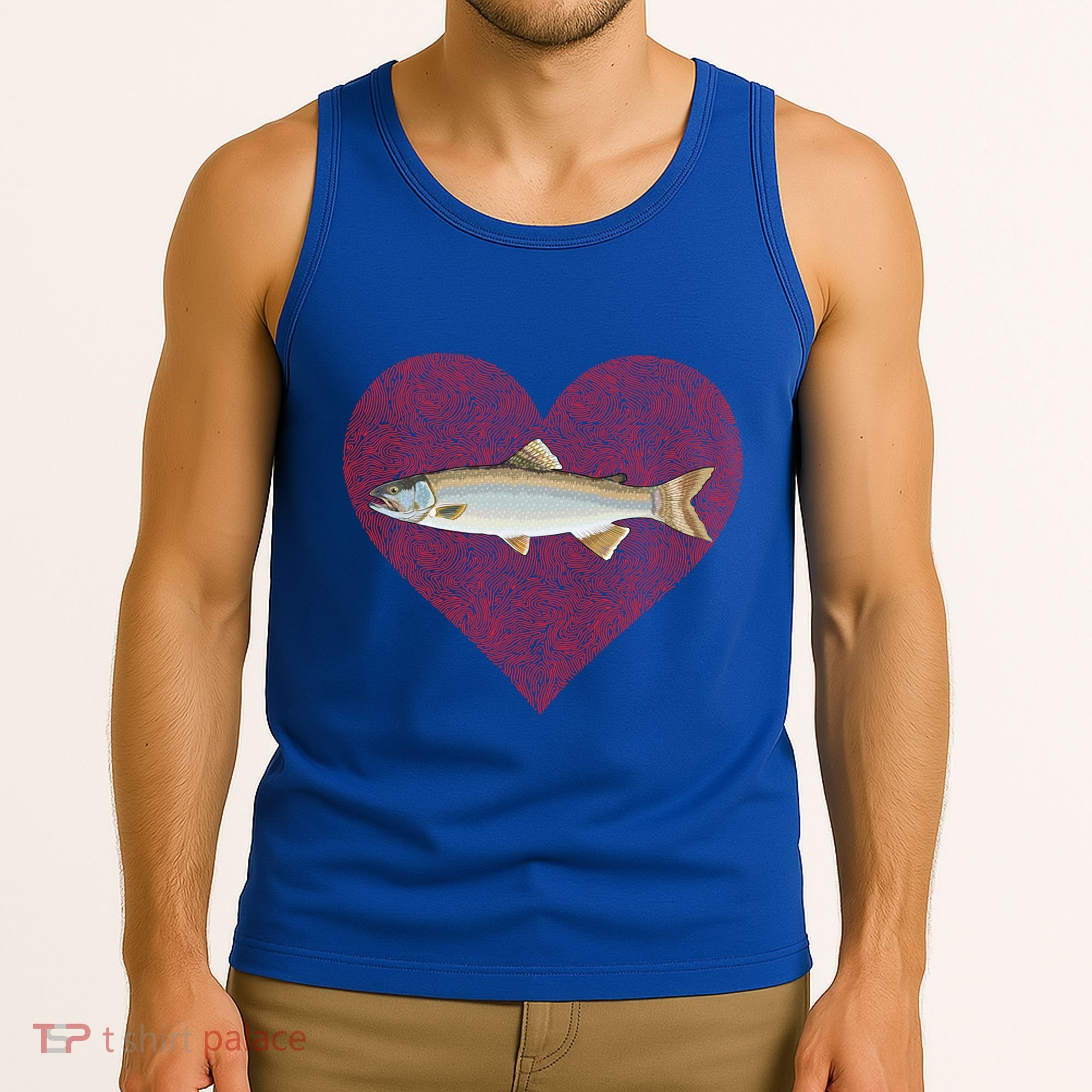 Lake Trout Valentines Day Fish Love Fingerprint Cool Gift Tank Top
