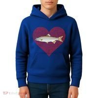 Lake Trout Valentines Day Fish Love Fingerprint Cool Gift Kids Hoodie thumb 4