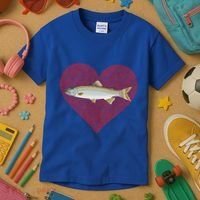 Lake Trout Valentines Day Fish Love Fingerprint Cool Gift Kids T-Shirt thumb 3