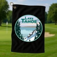 Lake Tahoe Winter Meaningful Gift California Nevada Mountain Gift Golf Towel thumb 1