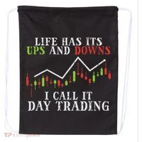 Life Ups And Downs Day Trading Crypto Stock Market Trader Drawstring Bag thumb 0