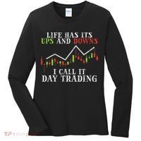 Life Ups And Downs Day Trading Crypto Stock Market Trader Women's Long Sleeve Shirt thumb 0