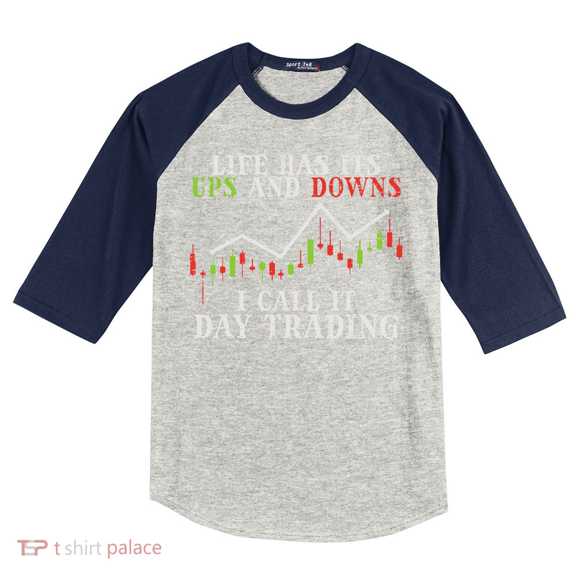 Life Ups And Downs Day Trading Crypto Stock Market Trader Kids Colorblock Raglan Jersey