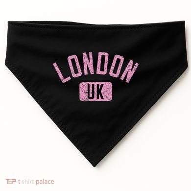 London Uk Arched Text Distressed Print USA-Made Doggie Bandana