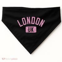 London Uk Arched Text Distressed Print USA-Made Doggie Bandana thumb 0