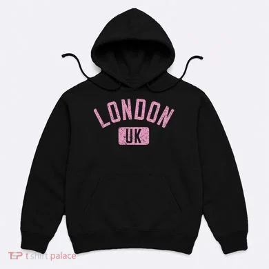 London Uk Arched Text Distressed Print Hoodie