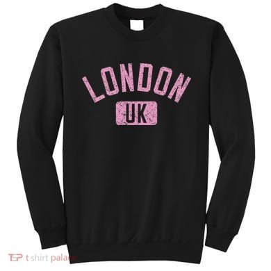 London Uk Arched Text Distressed Print Sweatshirt