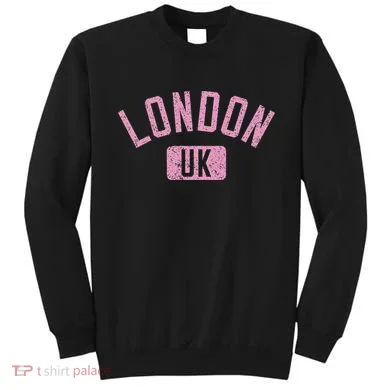 London Uk Arched Text Distressed Print Sweatshirt