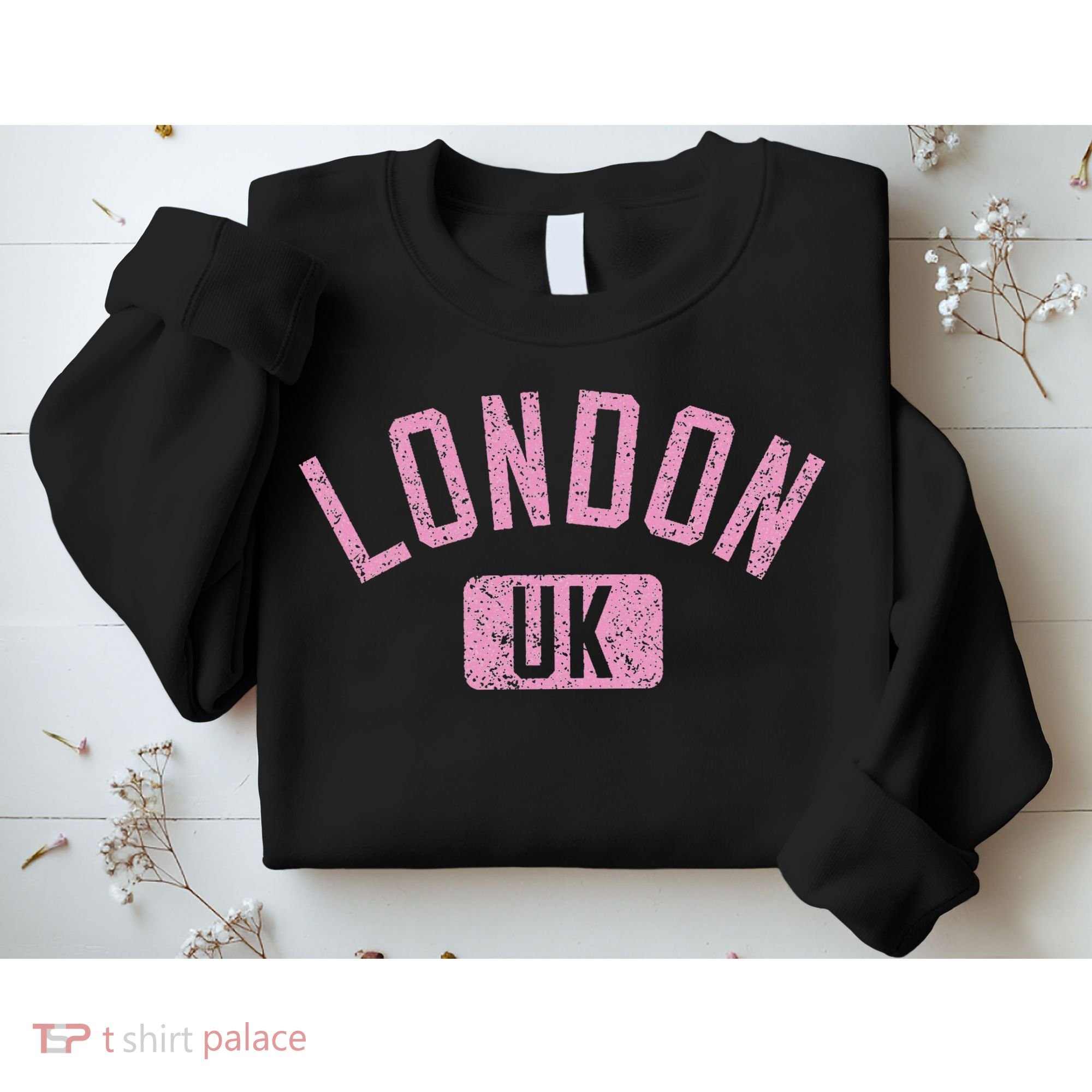 London Uk Arched Text Distressed Print Sweatshirt