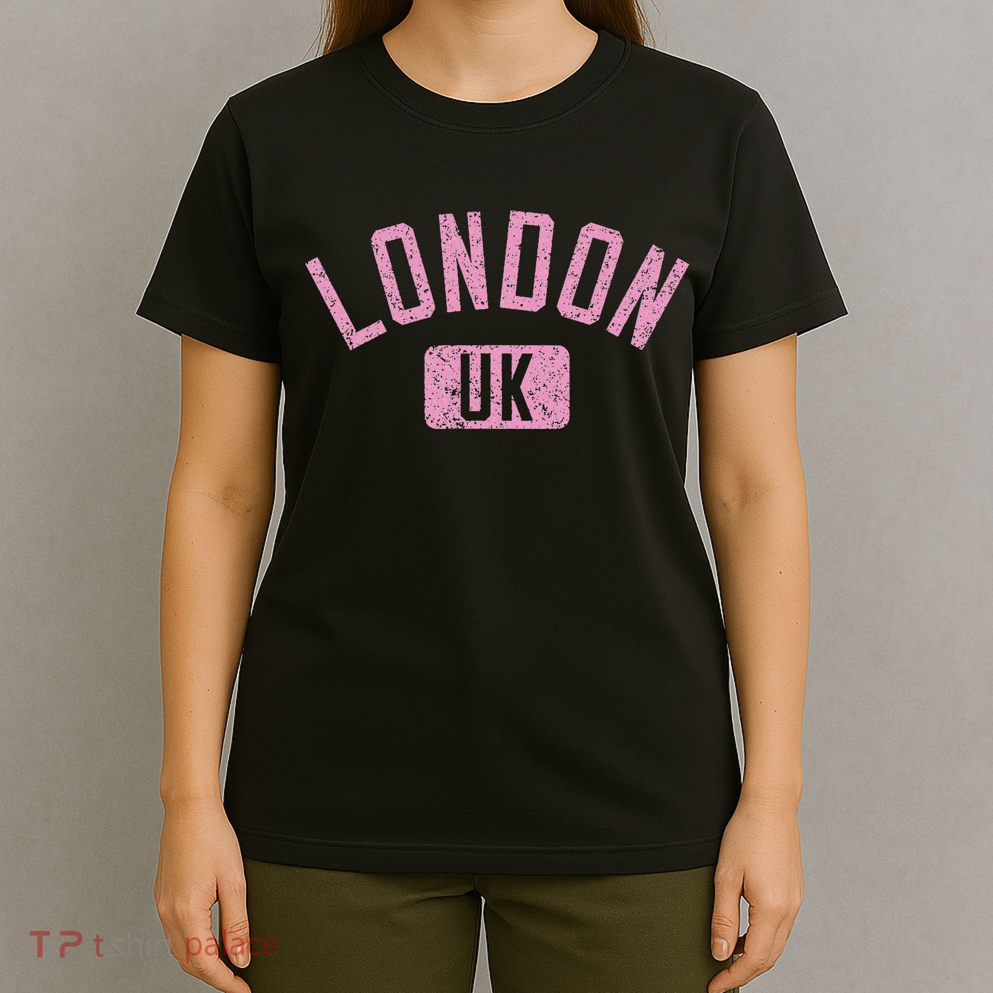 London Uk Arched Text Distressed Print T-Shirt