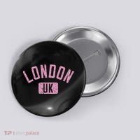 London Uk Arched Text Distressed Print Button thumb 0