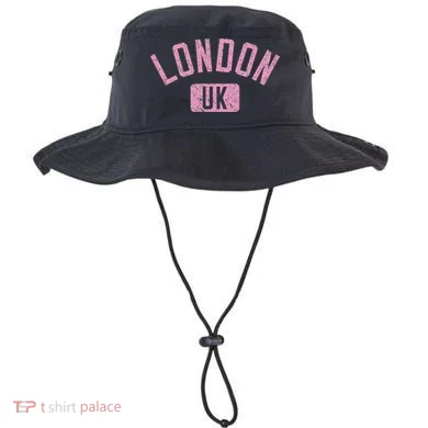 London Uk Arched Text Distressed Print Bucket Hat