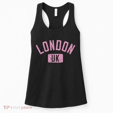 London Uk Arched Text Distressed Print Women's Tank Top
