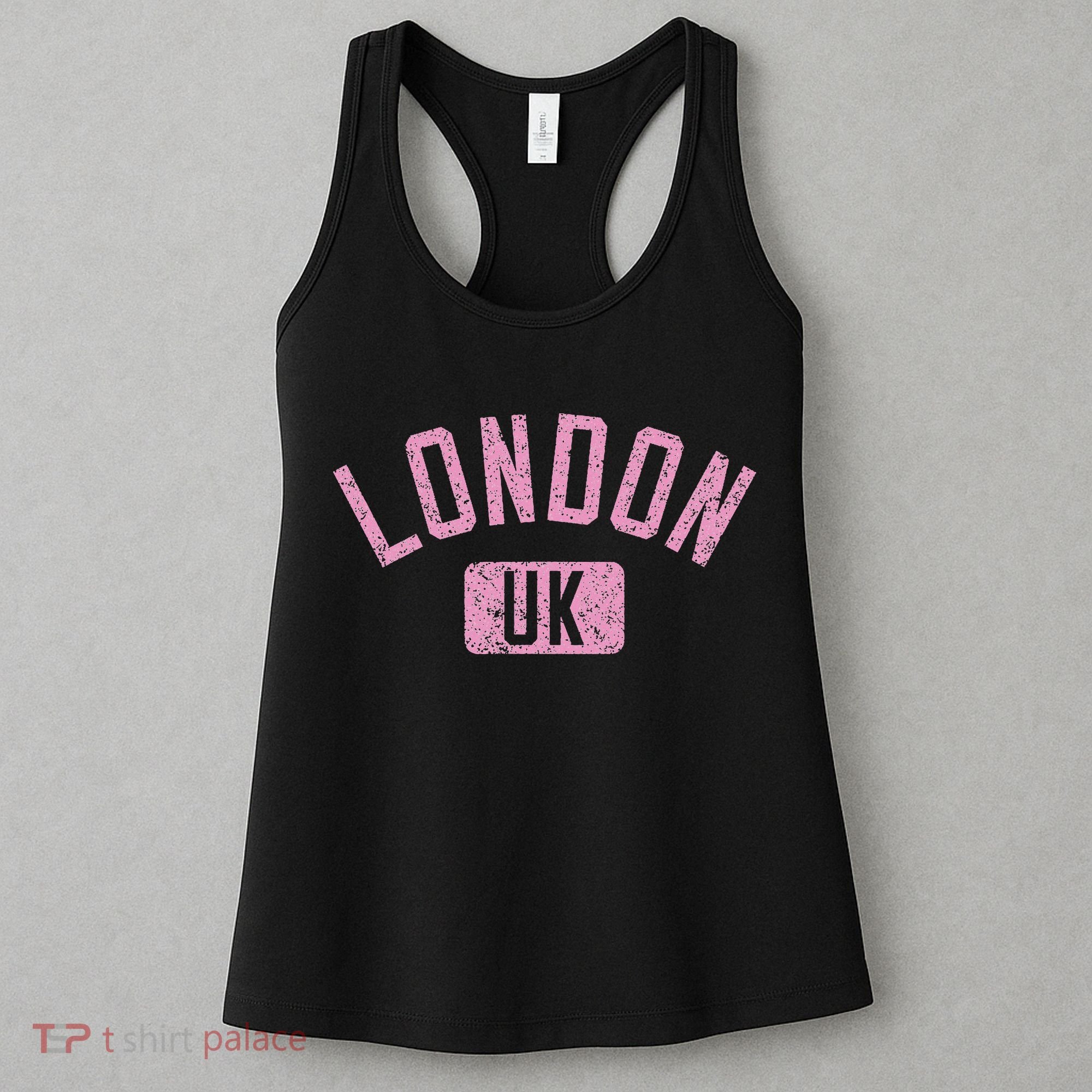 London Uk Arched Text Distressed Print Women's Tank Top