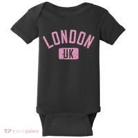 London Uk Arched Text Distressed Print Baby Bodysuit thumb 0