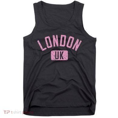 London Uk Arched Text Distressed Print Tank Top