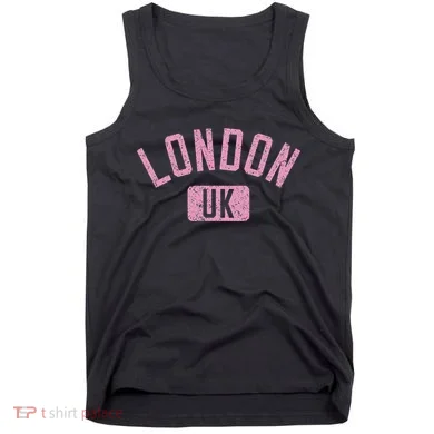 London Uk Arched Text Distressed Print Tank Top