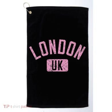 London Uk Arched Text Distressed Print Golf Towel