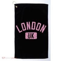 London Uk Arched Text Distressed Print Golf Towel thumb 0