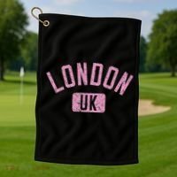 London Uk Arched Text Distressed Print Golf Towel thumb 1