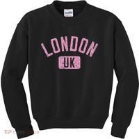 London Uk Arched Text Distressed Print Kids Sweatshirt thumb 0