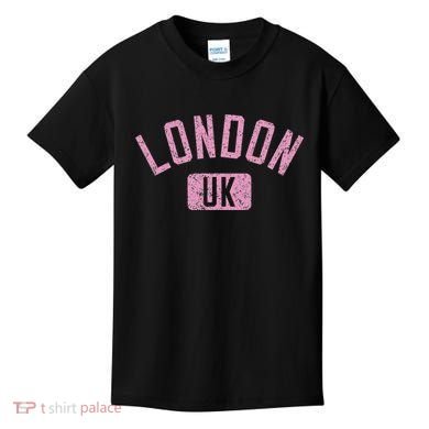 London Uk Arched Text Distressed Print Kids T-Shirt