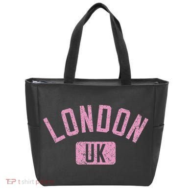 London Uk Arched Text Distressed Print Tote Bag
