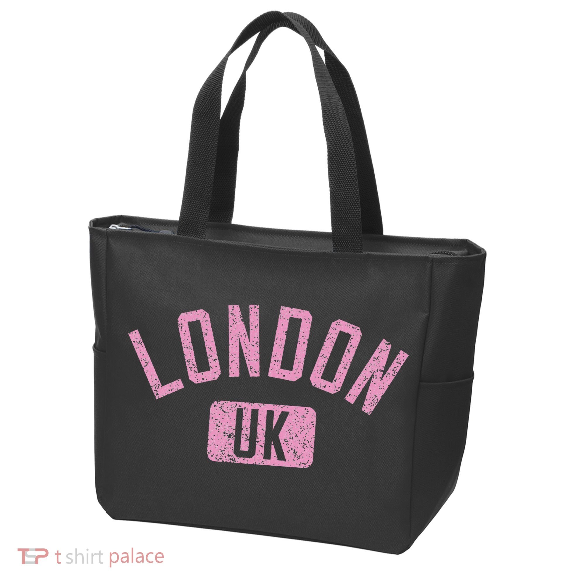 London Uk Arched Text Distressed Print Tote Bag