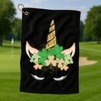 Lucky Unicorn Cute St Patrick's Day Golf Towel thumb 1