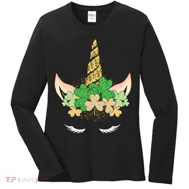 Lucky Unicorn Cute St Patrick's Day Women's Long Sleeve Shirt