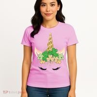 Lucky Unicorn Cute St Patrick's Day Women's T-Shirt thumb 4