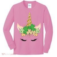 Lucky Unicorn Cute St Patrick's Day Kids Long Sleeve Shirt thumb 0