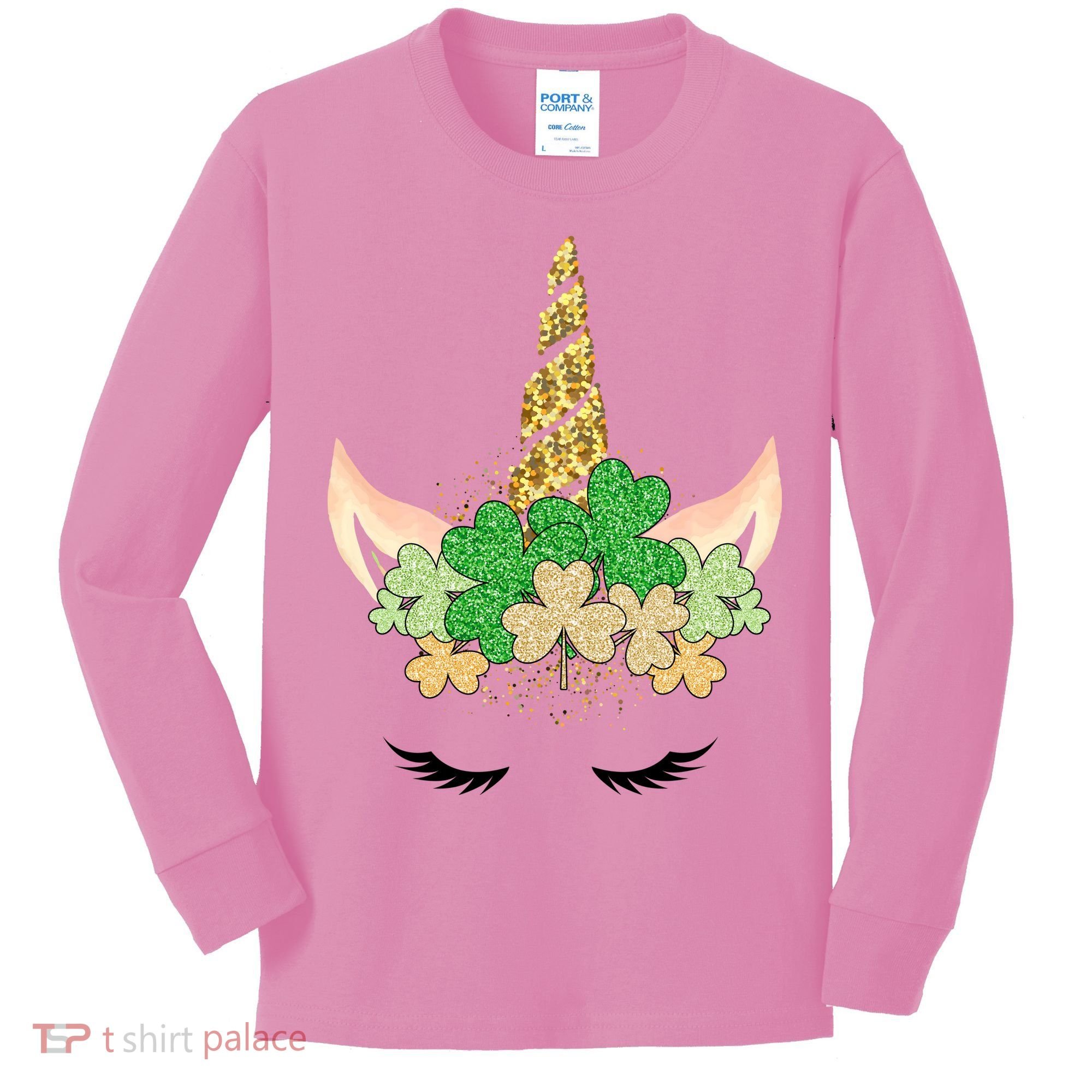 Lucky Unicorn Cute St Patrick's Day Kids Long Sleeve Shirt