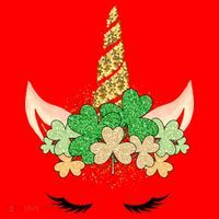 Lucky Unicorn Cute St Patrick's Day Santa Hat thumb 1