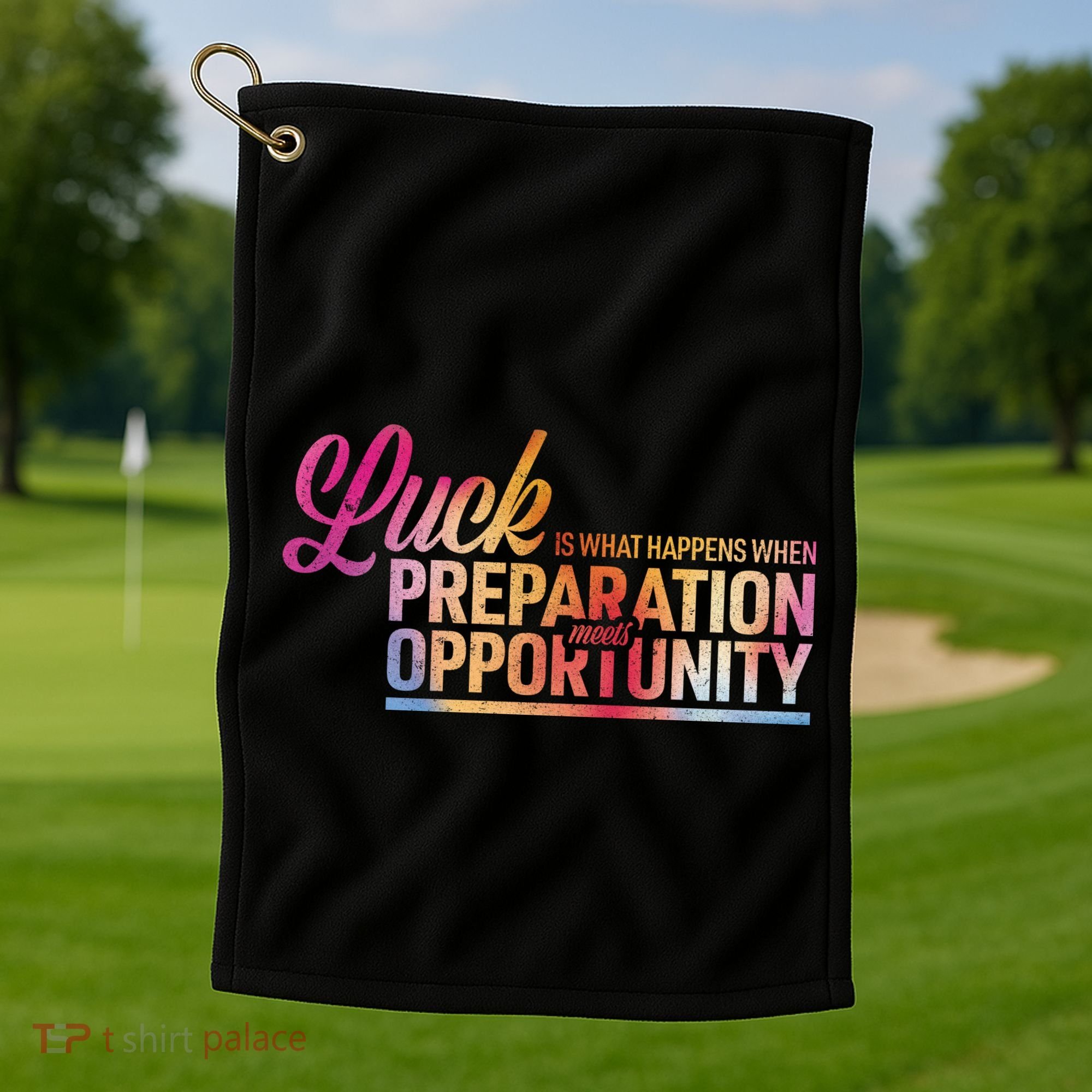Luck Definition Preparation Meets Opportunity Golf Towel