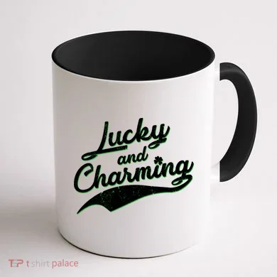 Lucky and Charming St Patrick's Day Coffee Mug back