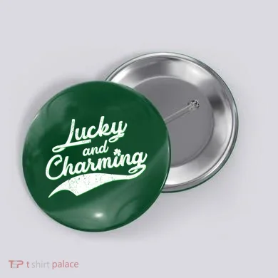 Lucky and Charming St Patrick's Day Button